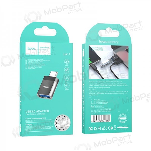 USB-C adapter Hoco UA17 USB-C til USB-A svart