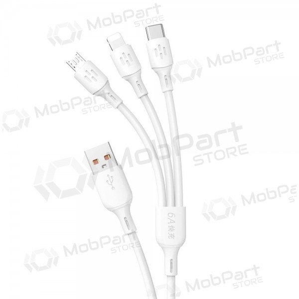 USB-kabel Dudao L8A-3in1 USB-A til USB-C / Micro USB / Lightning 1.2 m 6A