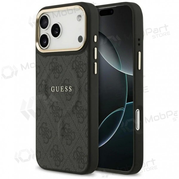 Apple iPhone 17 Pro deksel - Guess PU Leather 4G Gold Frame MagSafe (svart)