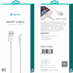 USB kabel Devia Smart Lightning 2.0m (hvit)