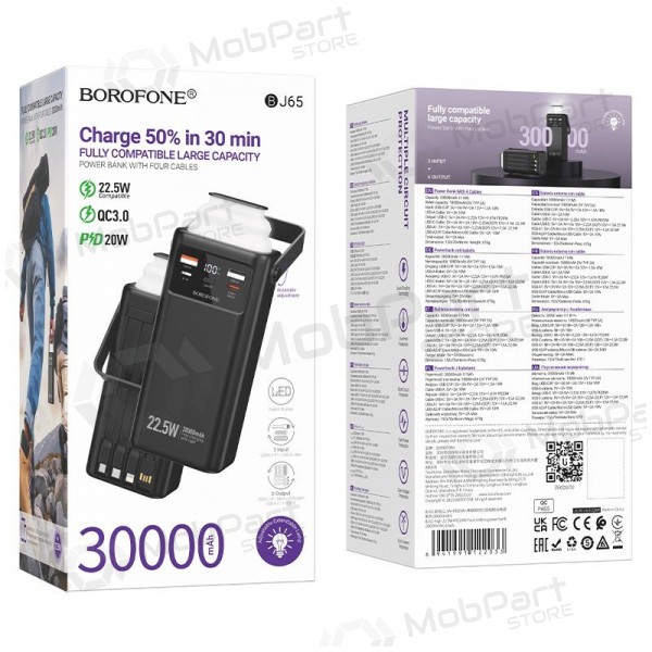 Powerbank Power Bank Borofone BJ65 22.5W 30000mAh svart