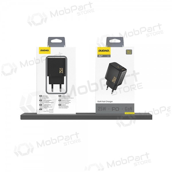 Telefonlader Dudao A27 25 W GaN USB-C svart