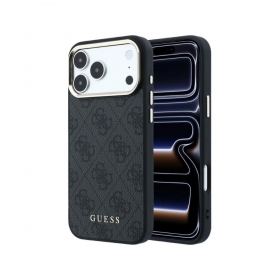 Apple iPhone 18 Pro deksel - Guess PU Leather 4G Gold Frame MagSafe