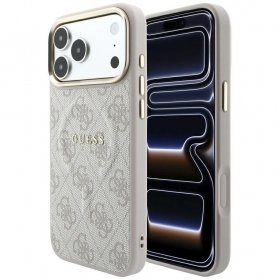 Apple iPhone 18 Pro deksel - Guess PU Leather 4G Gold Frame Embossed MagSafe