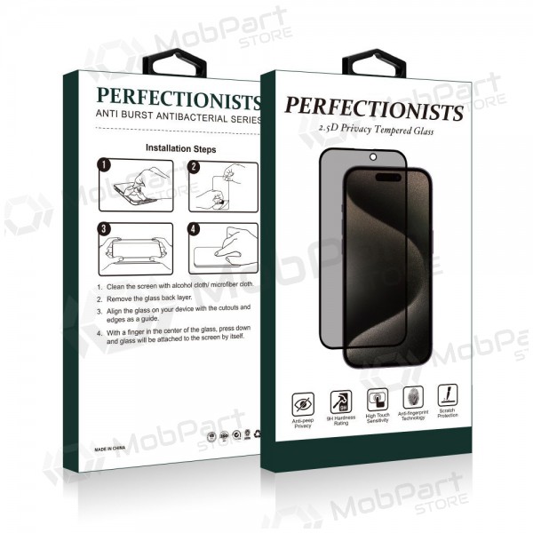 LCD apsauginis stikliukas 2.5D Privacy Perfectionists Apple iPhone 16e svart LCD apsauginis stikliukas 2.5D Privacy Perfectionists Apple iPhone 16e svart
