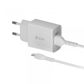Lader Devia Smart x 2 USB (2.4A) + MicroUSB, (hvit)