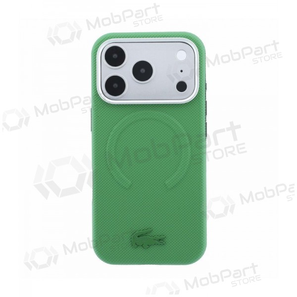 Apple iPhone 18 Pro deksel - Lacoste PVC Petit Pique Semi Wrap Embossed MagSafe (grønn)