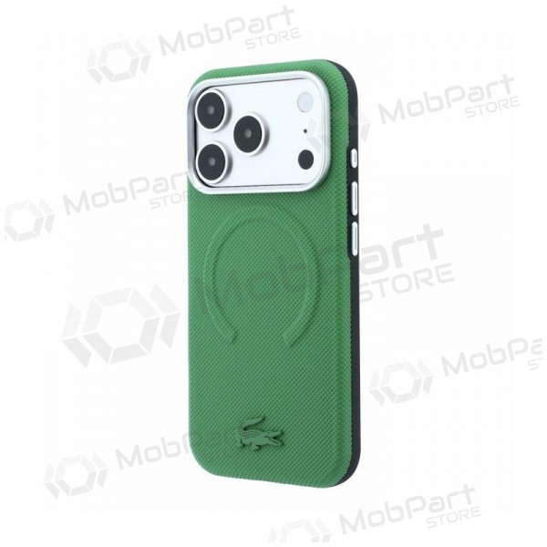 Apple iPhone 18 Pro Max deksel - Lacoste PVC Petit Pique Semi Wrap Embossed MagSafe (grønn)