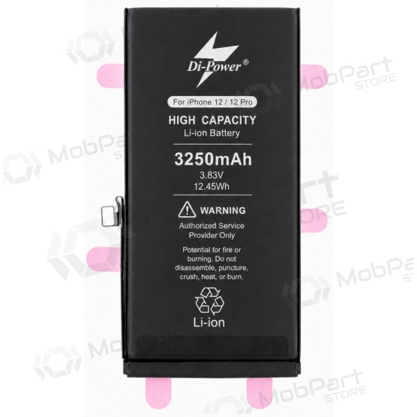 Akumuliatorius "Di-Power" (forstørret kapasitet) egnet iPhone 12/12 Pro 3250mAh