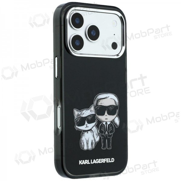 Apple iPhone 18 Pro deksel - Karl Lagerfeld PU Semi Wrap Smooth Sketch Bodies MagSafe (svart)