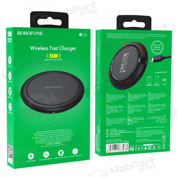 Lader trådløs Borofone BQ6 QC3.0 (15W) (svart)
