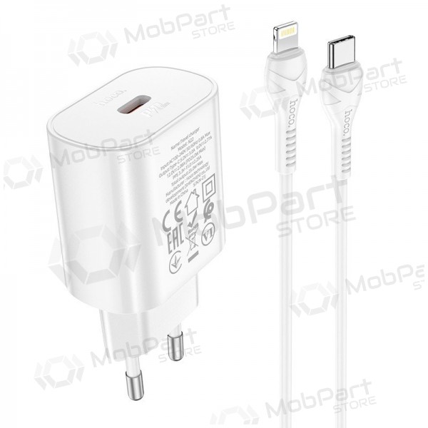 Telefonlader Hoco N22 25 W USB-C med Lightning-kabel 1 m hvit