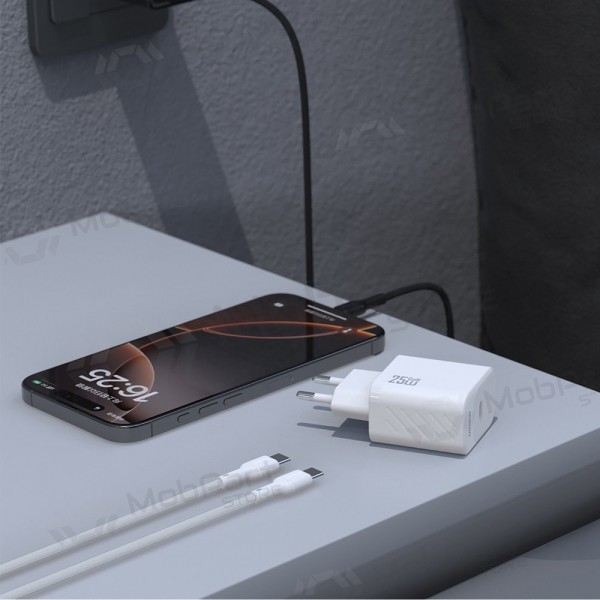 Lader Dudao A27C GaN 25W USB-C + USB-C til USB-C kabel 1.0m svart