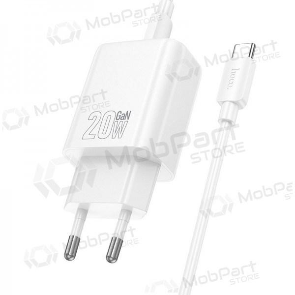 Telefonlader Hoco N60 GaN USB-C med USB-C-kabel 1 m hvit