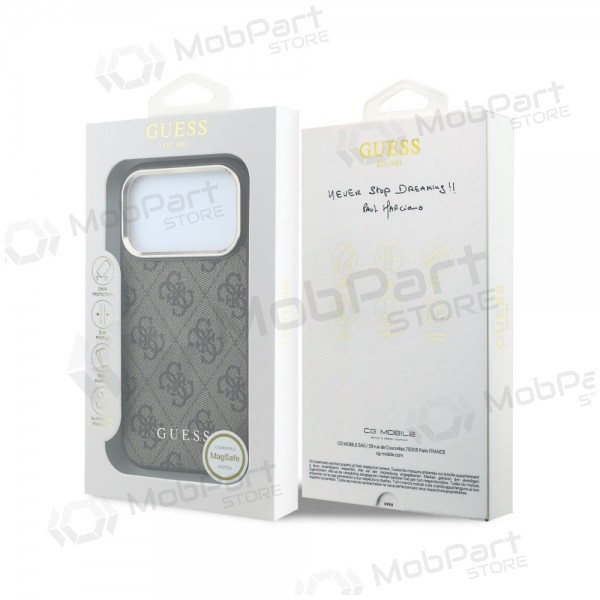 Apple iPhone 18 Pro Max deksel - Guess PU Leather 4G Gold Frame MagSafe (brun)