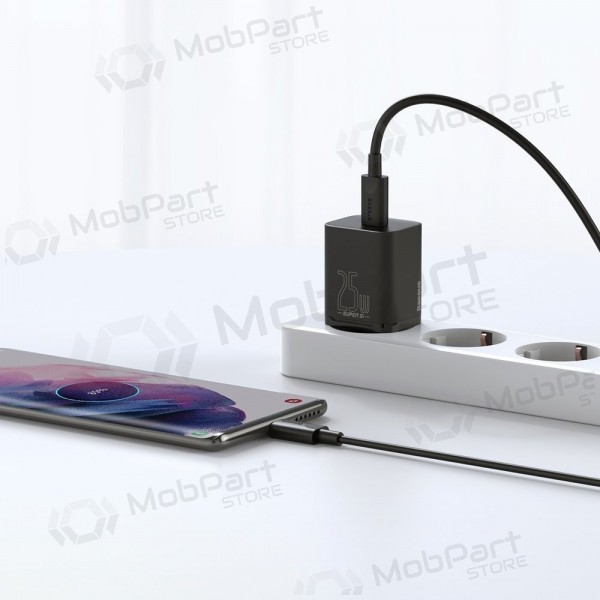 Lader buitinis Baseus Super Si 25W + Type-C 1.0m svart TZCCSUP-L01