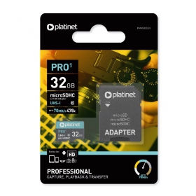 Minnekort Platinet MicroSD 32GB (class10 UHS-I 70MB/S) + SD Adapter