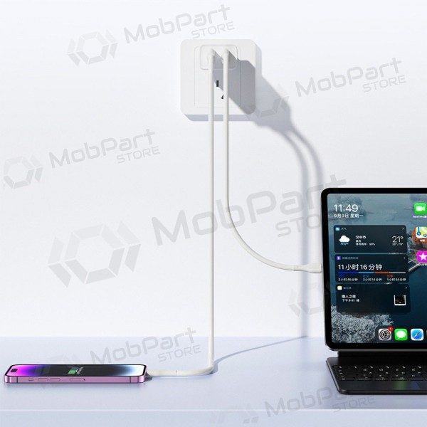 Lader Awei C15L-EU 2xUSB-A 10W + USB to Lightning cable hvit