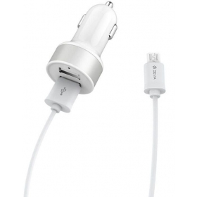Lader automobilinis Devia Smart x 2 USB (2.4A) + microUSB (hvit)