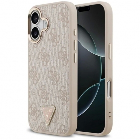 Apple iPhone 17 deksel - Guess PU Leather 4G Strass Triangle Logo Gold Frame MagSafe
