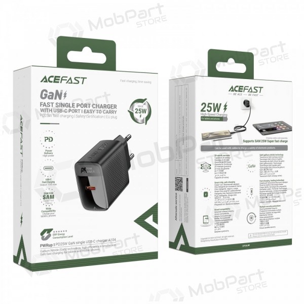 Telefonlader Acefast A104 25 W GaN USB-C svart