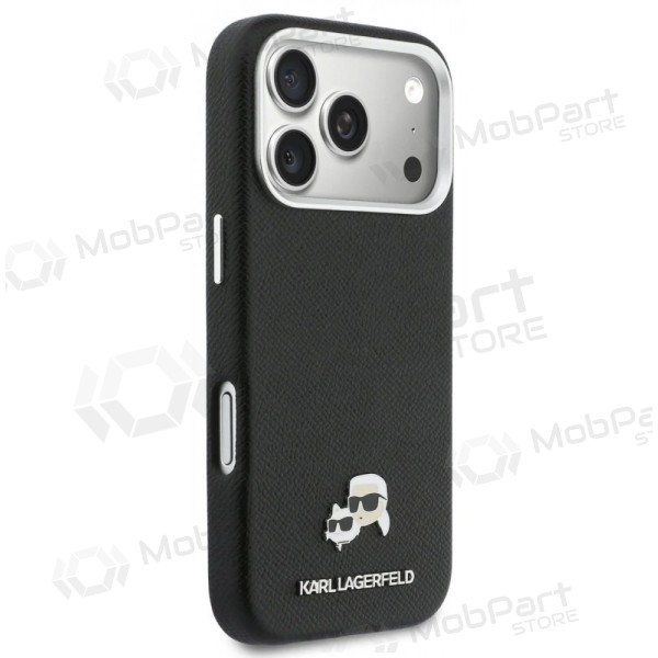 Apple iPhone 17 Pro deksel - Karl Lagerfeld PU Karl and Choupette Heads Pins MagSafe (svart)