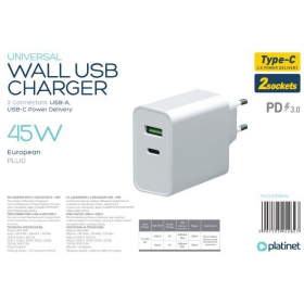 Platinet QuickCharge Type-C+USB 2.4A (45W) lader