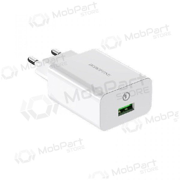 Lader BOROFONE BA21A Long journey QC3.0 USB 18W (3.6V-6.5V/3A, 6.6V-9V/2A, 9.1V-12V/1.5A) (hvit)