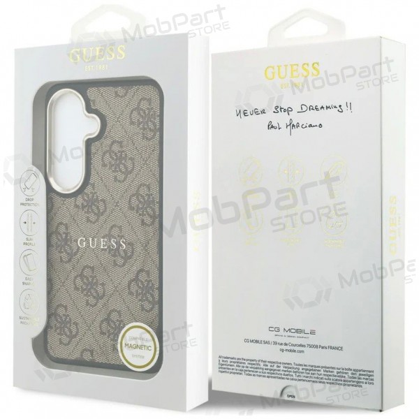 Samsung Galaxy S26 deksel - Guess PU Leather 4G Gold Frame Magnetic (brun)