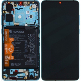 Huawei P30 (new version 2021) skjerm (Aurora) (med ramme og batteri) (service pack) (original)