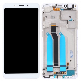 Xiaomi Redmi 6 / 6A skjerm (hvit) (med ramme) (service pack) (original)