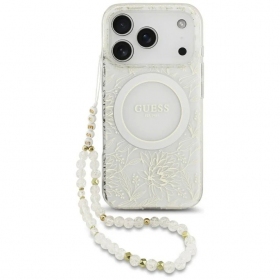 Apple iPhone 18 Pro deksel - Guess IML Flowers Allover Strap MagSafe