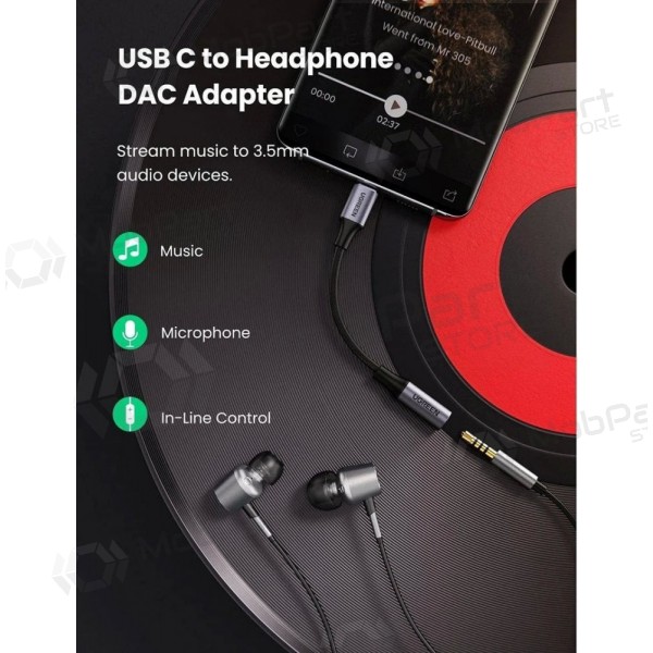Lydadapter Ugreen AV161 USB-C til 3.5 mm grå