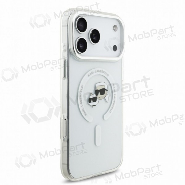 Apple iPhone 18 Pro deksel - Karl Lagerfeld IML K&CH Heads Metal Frame MagSafe (gjennomsiktig)
