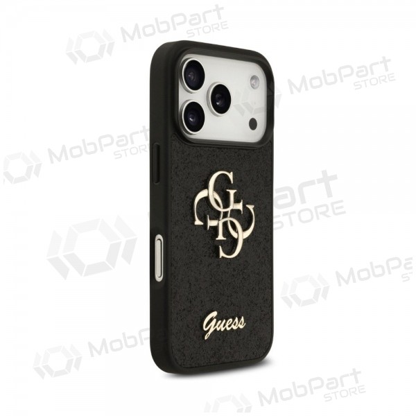 Apple iPhone 18 Pro Max deksel -Guess PU Fixed Glitter 4G Metal Logo- (svart)