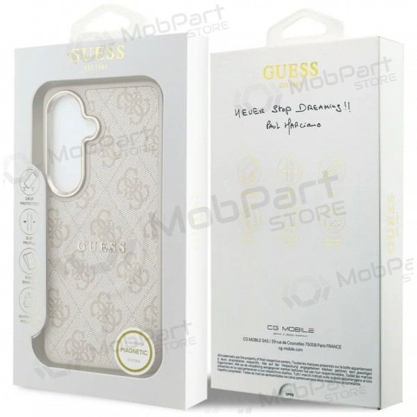 Samsung Galaxy S26 deksel - Guess PU Leather 4G Gold Frame Magnetic (rosa)