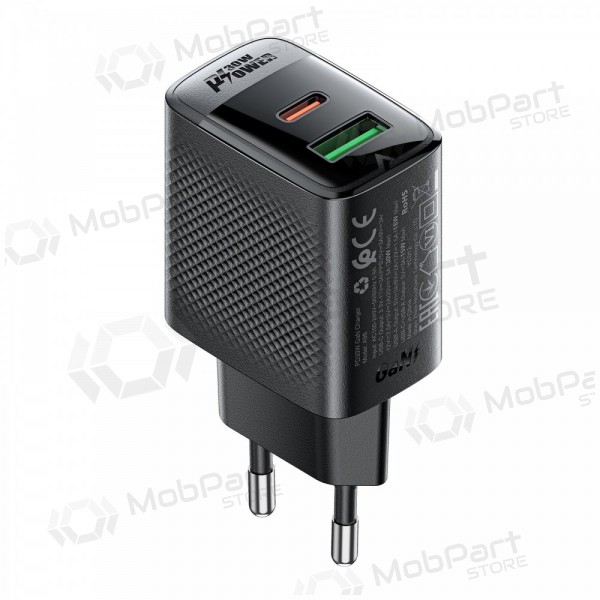 Lader Acefast A98 30W GaN USB-C/USB-A svart
