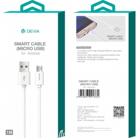 USB kabel Devia Smart microUSB 1.0m (hvit)