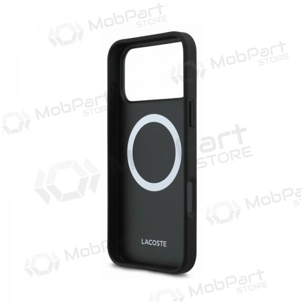 Apple iPhone 18 Pro deksel - Lacoste PVC Petit Pique Semi Wrap Embossed MagSafe (svart)