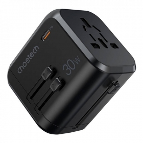 Universell kelioninis lader Choetech PD5008 30W USB-C/3xUSB-A svart