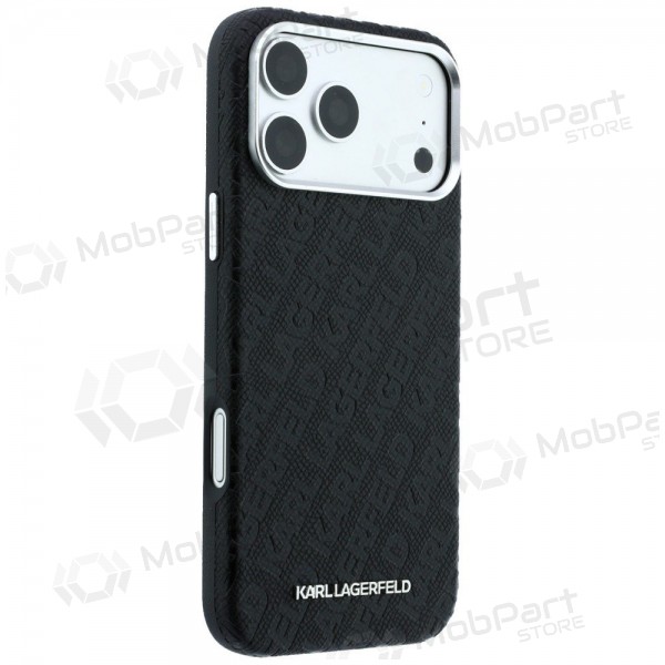 Apple iPhone 18 Pro Max deksel -Karl Lagerfeld PU Grained Allover Semi Wrap MagSafe- (svart)