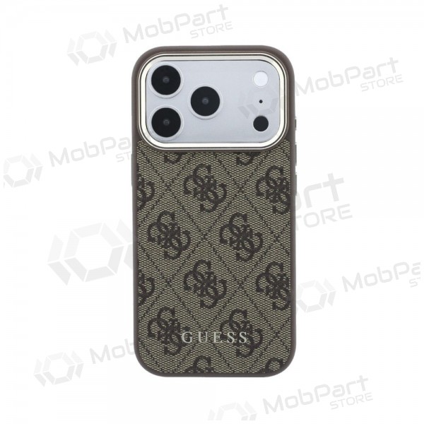 Apple iPhone 18 Pro Max deksel - Guess PU Leather 4G Gold Frame MagSafe (brun)