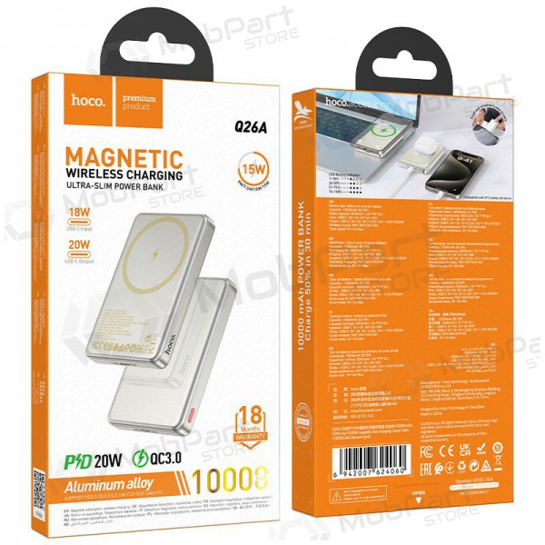 Powerbank Power Bank Hoco Q26A PD20W Magnetic 10000mAh gyllent Powerbank Power Bank Hoco Q26A PD20W Magnetic 10000mAh gyllent