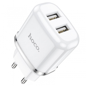 Lader Hoco N4 med 2 USB-porter (2,4A) (hvit)