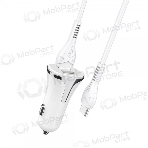 Lader automobilinis Hoco Z31 Quick Charge 3.0 (3.4A) x 2 USB + Type-C (hvit)