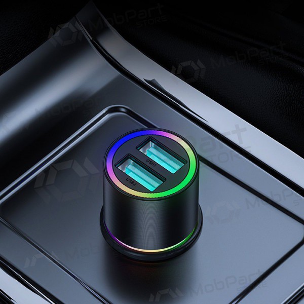 Lader automobilinis Joyroom JR-CL10 LED 2xUSB 24W (svart)