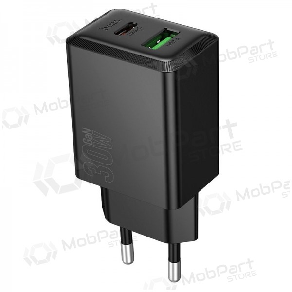 Telefonlader Hoco N71 30 W GaN USB-C + USB-A svart