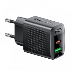 Lader Acefast A98 30W GaN USB-C/USB-A svart