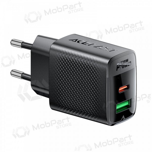 Lader Acefast A98 30W GaN USB-C/USB-A svart
