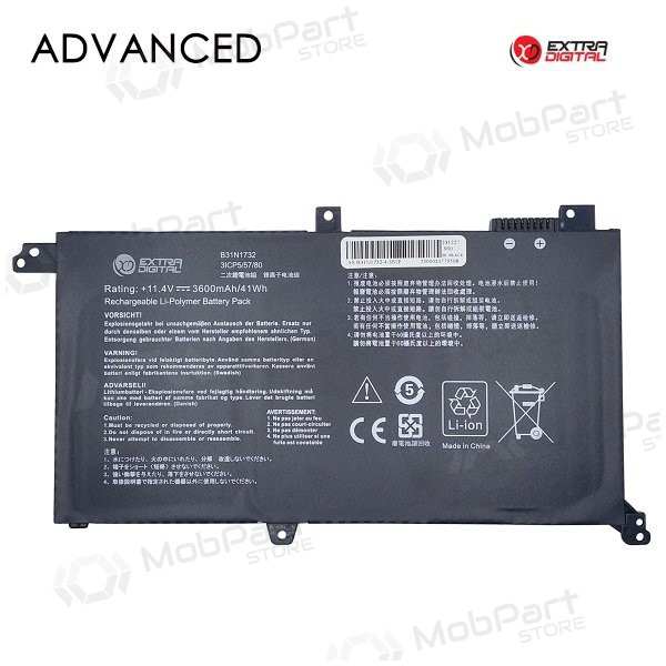 ASUS B31N1732, 3600mAh bærbar batteri, Advanced ASUS B31N1732, 3600mAh bærbar batteri, Advanced